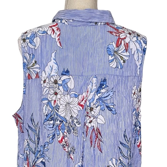 Catherines Pin Stripe Floral Sleeveless Top Shirt Women’s Plus Size 18/20 W - Picture 5 of 7